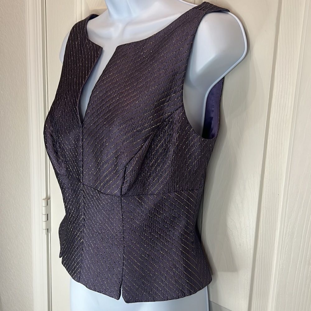 Js Collection Formal Top Size 6 Cropped V Neck Pu… - image 3